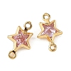 SHEGRACE Brass Pave Cubic Zirconia Star Connector Charms XGRQ2O351-441B-G-2