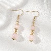 Natural Rose Quartz Round Dangle Earrings EJEW-JE06822-02-1