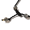 Natural Labradorite Braided Bead Necklacess NJEW-K258-06E-3