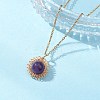 Natural Amethyst & Green Aventurine & Rose Quartz & Lapis Lazuli & Carnelian Copper Wire Wrapped Flower Pendant 304 Stainless Steel Cable Chain Necklaces for Women NJEW-JN05616-6
