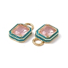 Pink Glass Rectangle Pendants KK-I696-10G-03-2