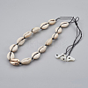 Adjustable Cowrie Shell Beaded Necklaces NJEW-JN02278-2