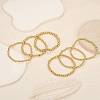 6Pcs Round Brass Beaded Stretch Bracelets for Women BJEW-SW00150-5