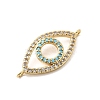 Brass Micro Pave Sky Blue and Clear Cubic Zirconia Connector Charms KK-H529-05B-G02-2
