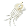 Natural Clam Shell & Glass Pearl & Glass Seed Beaded Big Pendants PALLOY-MZ00298-01-3
