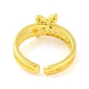 Butterfly Brass Micro Pave Clear Cubic Zirconia Open Cuff Rings for Women RJEW-U003-06G-3