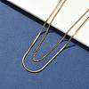 304 Stainless Steel Square Snake Chain Twisted Chain Double Layer Necklaces NJEW-S453-01G-B-3