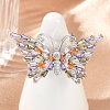 Butterfly Brass Micro Pave Colorful Cubic Zirconia Finger Rings for Women RJEW-G343-30P-01-2