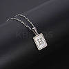 Rectangle Stainless Steel Pave Natural White Shell Pendant Necklaces FS-WG3D812-08-1
