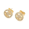 Round Brass Micro Pave Clear Cubic Zirconia Stud Earrings EJEW-Z144-02G-4