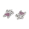 Brass Micro Pave Camellia Cubic Zirconia Pendants KK-E068-VF257-3
