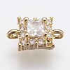 Brass Micro Pave Cubic Zirconia Links ZIRC-F084-53G-1