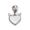 304 Stainless Steel Pave White Shell European Dangle Charms STAS-G308-32P-01-1