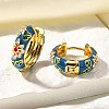 Flower Brass Enamel Hoop Earrings EJEW-R018-06G-3
