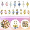 96Pcs 8 Styles Glass Pearl Connector Charms PALLOY-FS00065-2