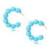 C-Shaped with Round Alloy Raffia Stud Earrings FS-WG1D567-01-1
