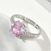 Brass & Round Cubic Zirconia Finger Rings CU-CBA7E55-19P-01-3