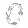 Non-Tarnish 304 Stainless Steel Heart Wrap Open Cuff Ring RJEW-T023-69P-3