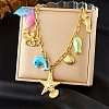Ocean 304 Stainless Steel & Plastic Starfish Sea Horse Fish Pendant Necklaces for Women NJEW-G180-04G-1