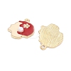 Light Gold Plated Alloy Enamel Pendants ENAM-M219-15KCG-03-2