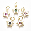 Brass Micro Pave Cubic Zirconia Charms X1-ZIRC-F111-09G-1