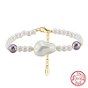 Shell Pearl Beaded Bracelets BJEW-L692-007G-1
