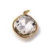 316 Stainless Steel Faceted Glass Pendants STAS-K258-47G-03-1