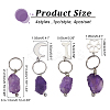 4Pcs 4 Style Pet Theme Natural Amethyst Keychain PALLOY-PH01419-5