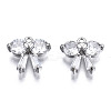 Brass Inlaid Clear Cubic Zirconia Charms ZIRC-S069-018P-1