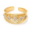 Rack Plating Brass Rhombus Open Cuff Ring RJEW-D008-03G-2