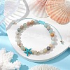 Natural Flower Amazonite Round Beaded Braided Bead Bracelets BJEW-JB10692-03-2