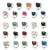 Natural & Synthetic Gemstone Teardrop Adjustable Rings RJEW-K371-08S-1
