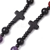 Gemstone Chakra Cross Pendant Rosary Bead Necklaces for Women NJEW-TA00176-5