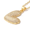 Brass Micro Pave Clear Cubic Zirconia Cable Chain Heart Pendant Necklaces for Women NJEW-C054-01G-2