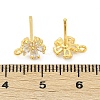 Brass Micro Pave Clear Cubic Zirconia Stud Earring Findings KK-Z099-02G-01-4