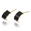 Brass Enamel Half Hoop Earrings KK-N232-97B-NF-4