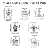 70Pcs 7 Style Tibetan Style Zinc Alloy Pendants TIBEP-PH0001-27-RS-4