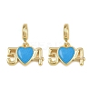 Brass Deep Sky Blue Enaeml European Dangle Charms KK-C114-06G-1