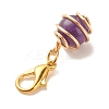 Round Gemstone Spiral Bead Cage Pendant Decorations HJEW-JM00656-5