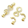 Brass with Clear Cubic Zirconia Fold Over Clasps KK-Z080-04G-2