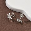 Flower Brass Micro Pave Clear Cubic Zirconia Stud Earrings EJEW-F383-07P-5