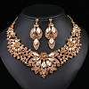 Flower Alloy Rhinestone Pendant Necklaces & Stud Dangle Earrings Sets WG248C9-01-1