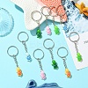 10Pcs 5 Colors Resin Tortoise Pendant Keychain KEYC-FS00018-7