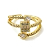 Brass with Cubic Zirconia Rings RJEW-B057-03G-01-2