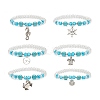 6Pcs 6 Style Synthetic Turquoise & Glass Beaded Stretch Bracelets Set BJEW-JB08995-1