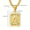 Rectangle with Letter Pattern 304 Stainless Steel Pendant Necklaces FS-WGFC766-09-3