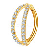 316 Surgical Stainless Steel Micro Pave Clear Cubic Zirconia 2 Line Hoop Cartilage Earrings WGDA01E-04-2