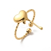 Ion Plating(IP) 304 Stainless Steel Heart Open Cuff Rings for Women RJEW-H136-03G-1