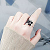 Brass Pave Cubic Zirconia Enamel Rotating Cuff Open Rings for Women FS-WGCF8B8-01-3