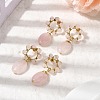 Natural Rose Quartz Dangle Stud Earrings EJEW-G454-01G-05-1